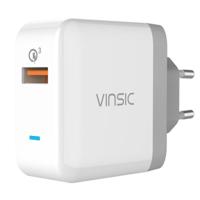 Vinsic 18W draagbare Smart snelle Lader 3.0, EU stekker, Voor iPhone, Galaxy, Xiaomi, Huawei, LG, HTC en andere Smart Phones - thumbnail