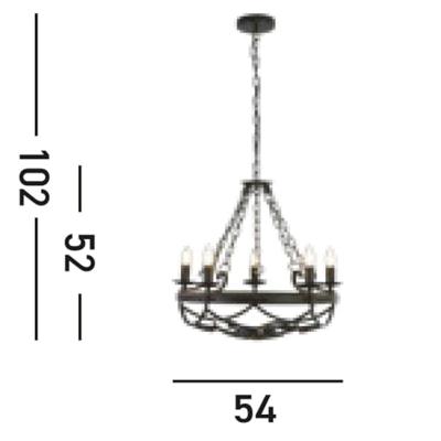 Searchlight Klassieke hanglampCartwheel Ø 54cm - 8905-5BK