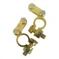 Carpoint accuklemmenset (+) en ( ) DIN 16/18 mm messing goud - thumbnail