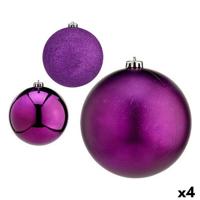 Set kerstballen Paars Plastic Ø 15 cm (4 Stuks) - thumbnail