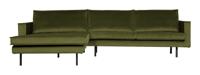 BePureHome Loungebank 'Rodeo' Links, Velvet, kleur Olive - thumbnail