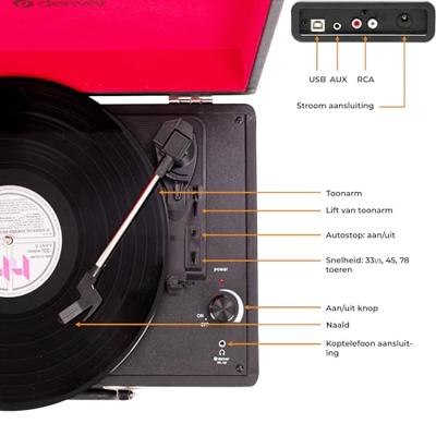 Denver VPL-120 USB-platenspeler Zwart