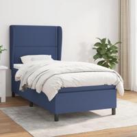 Boxspring met matras stof blauw 90x190 cm - thumbnail