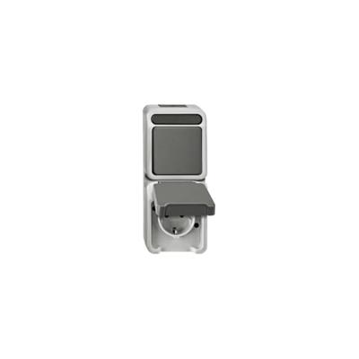 Merten 4075000 AquaStar Compleet Schakel-/stopcontact combinatie spatwaterdicht Lichtgrijs 1 stuks 1 stuk(s)