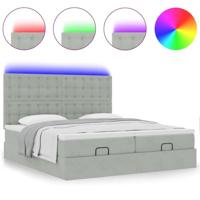 Ottoman bed met matrassen en LED's 200x200cm fluweel lichtgrijs - thumbnail