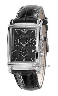 Horlogeband Armani AR0292 Leder Zwart 22mm