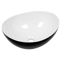 Keramische Opbouw Waskom Plieger Scale Ovaal 39x32x17.5cm Zwart Wit - thumbnail