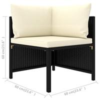4-delige Loungeset met kussens poly rattan zwart - thumbnail