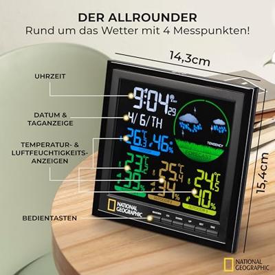 NATIONAL GEOGRAPHIC VA kleuren weerstation 4 meetbereiken zwart NATIONAL GEOGRAPHIC VA kleuren weerstation 4 meetbereiken zwart
