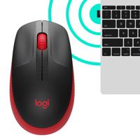 Logitech M190 Zwart/Rood Draadloze Muis - thumbnail