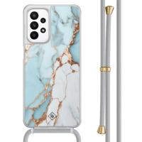 Samsung Galaxy A23 hoesje met koord - Marmer lichtblauw - thumbnail