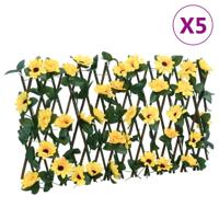 VidaXL Kunstplant klimop op latwerk 5 st uittrekbaar 180x20 cm geel - thumbnail