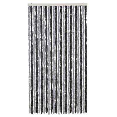 Vliegengordijn 100x220 cm chenille grijs en zwart