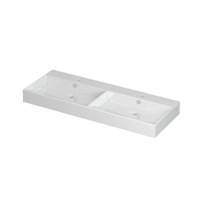 INK Unlimited Wastafel Porselein Dubbel met 2 Kraangaten - 1200x450x110 mm - Glans Wit