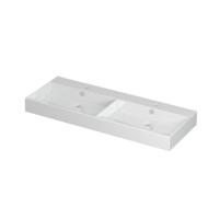 INK Unlimited Wastafel Porselein Dubbel met 2 Kraangaten - 1200x450x110 mm - Glans Wit - thumbnail