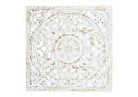 Wandhanger met bloemendecor van hout, wit/goud (B/H/D) 39x39x1 cm - thumbnail
