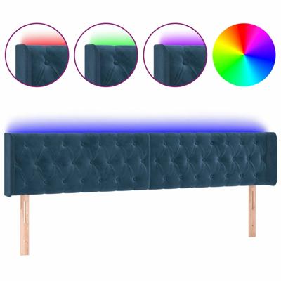 Hoofdbord LED 203x16x78/88 cm fluweel donkerblauw