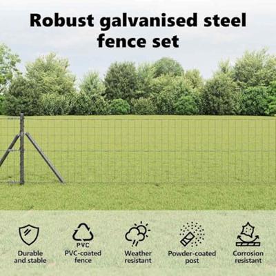 VidaXL Hek met paal grijs 0,8 x 10 m staal