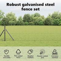 VidaXL Hek met paal grijs 0,8 x 10 m staal - thumbnail