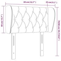 Hoofdbord met randen 163x23x118/128 cm stof lichtgrijs - thumbnail