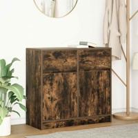 Dressoir met lade 80x34x76 cm spaanplaat gerookt eikenkleurig - thumbnail