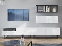 Tv-meubel set ENJOLY 4 deuren en 1 lade wit - thumbnail
