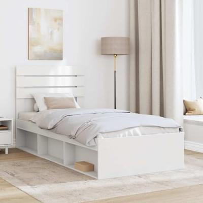 Bedframe met hoofdeinde Wit 90 x 190 cm Massief grenenhout