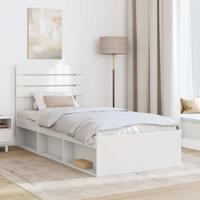 Bedframe met hoofdeinde Wit 90 x 190 cm Massief grenenhout - thumbnail