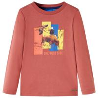 Kindershirt met lange mouwen rund en vogelprint 140 hennakleurig - thumbnail