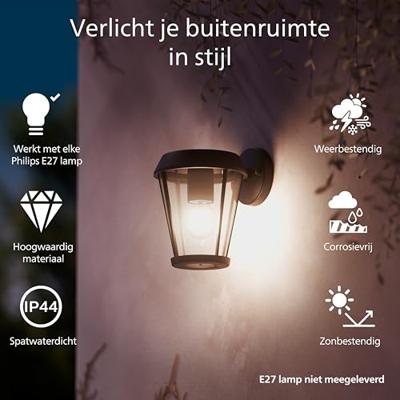 Wandlamp Philips sunera Zwart 25 W Aluminium E27