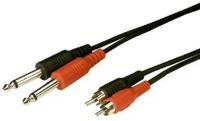 Monacor 0064980 Audio Verbindingskabel [2x Cinch-stekker - 2x Jackplug male 6,3 mm (mono)] 3 m Zwart - thumbnail