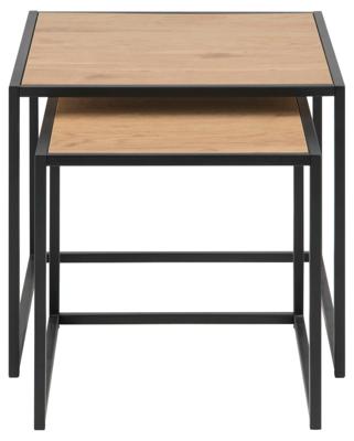 Set van 2 bijzettafels Jaxx - eiken/zwart - Leen Bakker
