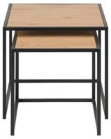 Set van 2 bijzettafels Jaxx - eiken/zwart - Leen Bakker - thumbnail