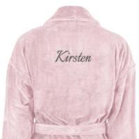 Dames badjas borduren - Roze - S/M - thumbnail