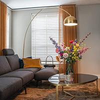 QAZQA Booglamp messing met witte marmeren voet verstelbaar - XXL - thumbnail