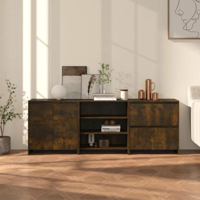 3 st Dressoirs bewerkt hout gerookt eikenkleurig