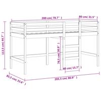 Kinderhoogslaper met tunnel 90x190 cm massief grenenhout roze - thumbnail