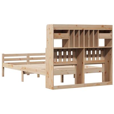 Bed met boekenkast zonder matras massief grenenhout 135x190 cm - thumbnail