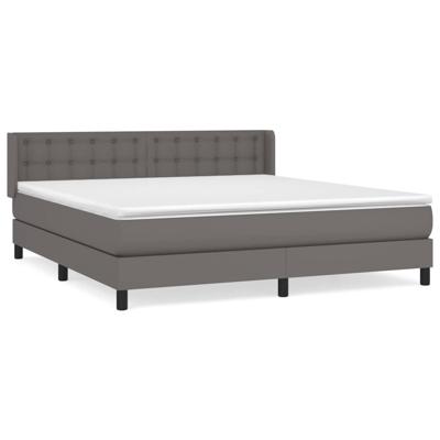Boxspring met matras kunstleer grijs 180x200 cm