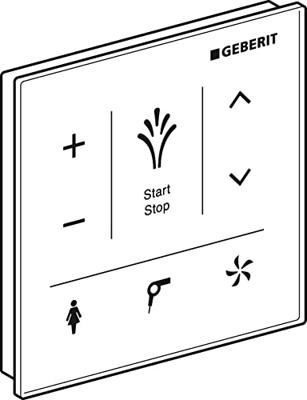 Geberit Bedieningsplaat AquaClean Mera Wandbevestiging Frontbediening Glas Wit
