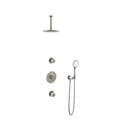 Hotbath Buddy - Inbouw Regendoucheset - 2 Stopkranen - Thermostatisch - Plafondbuis 15 cm - Hoofddouche 200 mm - Ronde Handdouche 3 Standen - Waterbesparend - V02
