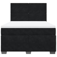 Boxspring met matras fluweel zwart 160x200 cm - thumbnail