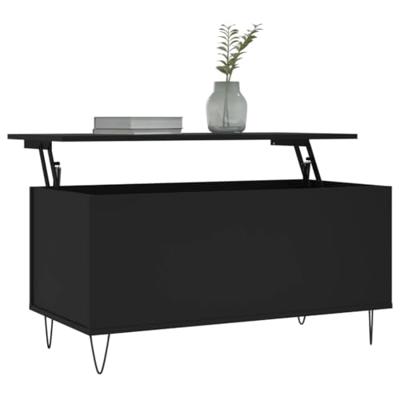 Salontafel 90x44,5x45 cm bewerkt hout zwart - thumbnail