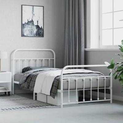 Bedframe met hoofd- en voeteneinde metaal wit 107x203 cm