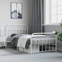 Bedframe met hoofd- en voeteneinde metaal wit 107x203 cm - thumbnail