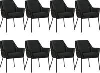 Set van 8 Zwarte leren industriële design eetkamerstoelen Mix - Toledo Leer Nero (zwart leer) - thumbnail