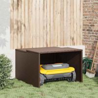 VidaXL Garage voor robotmaaier 86x90x52/57 cm poly rattan bruin - thumbnail