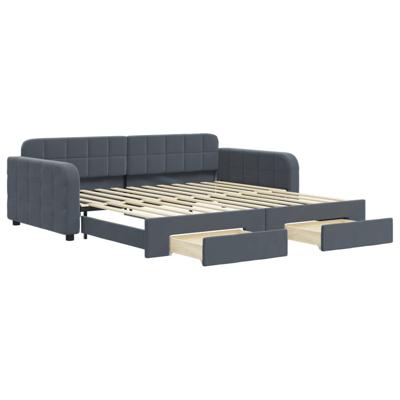 Slaapbank onderschuifbed lades 100x200 cm fluweel donkergrijs