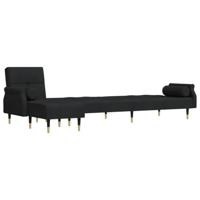 Slaapbank L-vormig 271x140x70 cm fluweel zwart - thumbnail