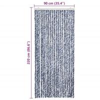 Vliegengordijn 90x220 cm chenille blauw, wit en zilver - thumbnail